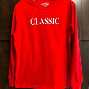 Coca Cola Brand Red Long Sleeve "Classic" Coke themed t-shirt Mens Size Medium